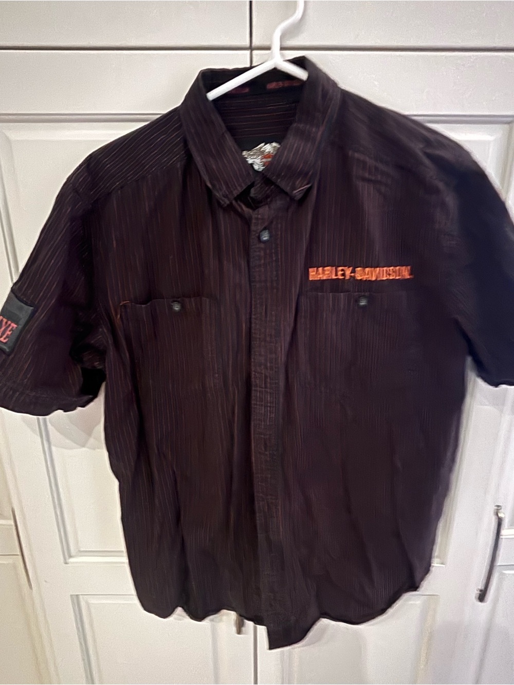 Harley Davidson Pre-Luxe Men’s M Button Shirt Black Orange Motorcycles Biker